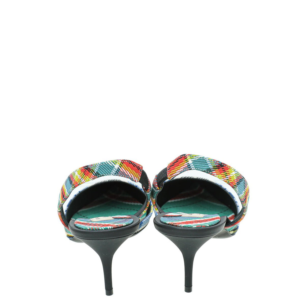 Burberry Blue Multicolor Annice Tartan Slingback Pumps 40