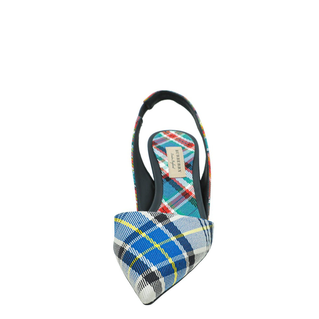 Burberry Blue Multicolor Annice Tartan Slingback Pumps 40