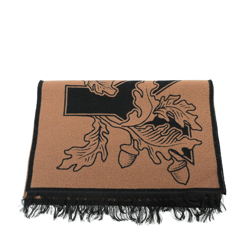Burberry Brich Brown New Oak Leaf  FootBall Wool Scarf
