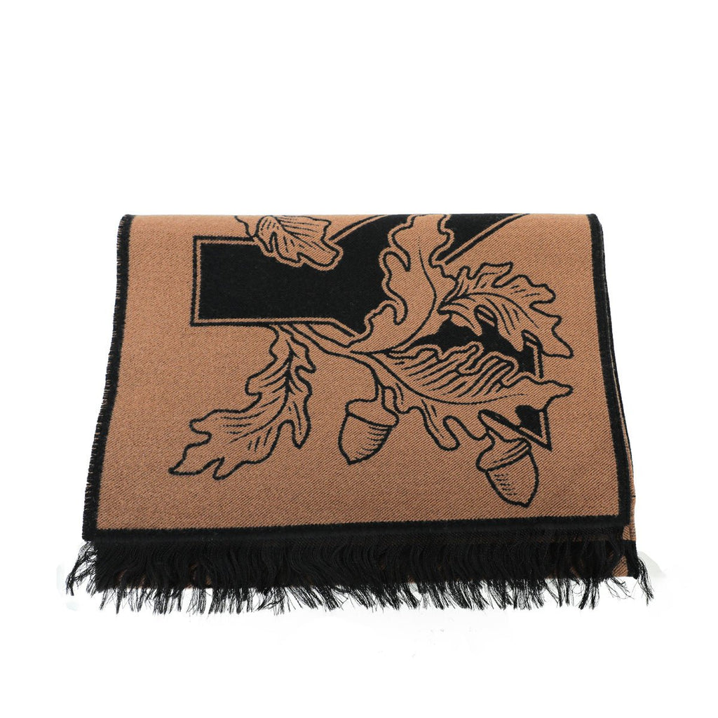 Burberry Brich Brown New Oak Leaf  FootBall Wool Scarf