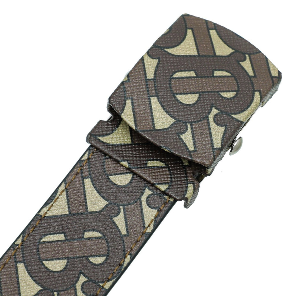 Burberry Bridle Brown Monogram Covered Clip Belt 44