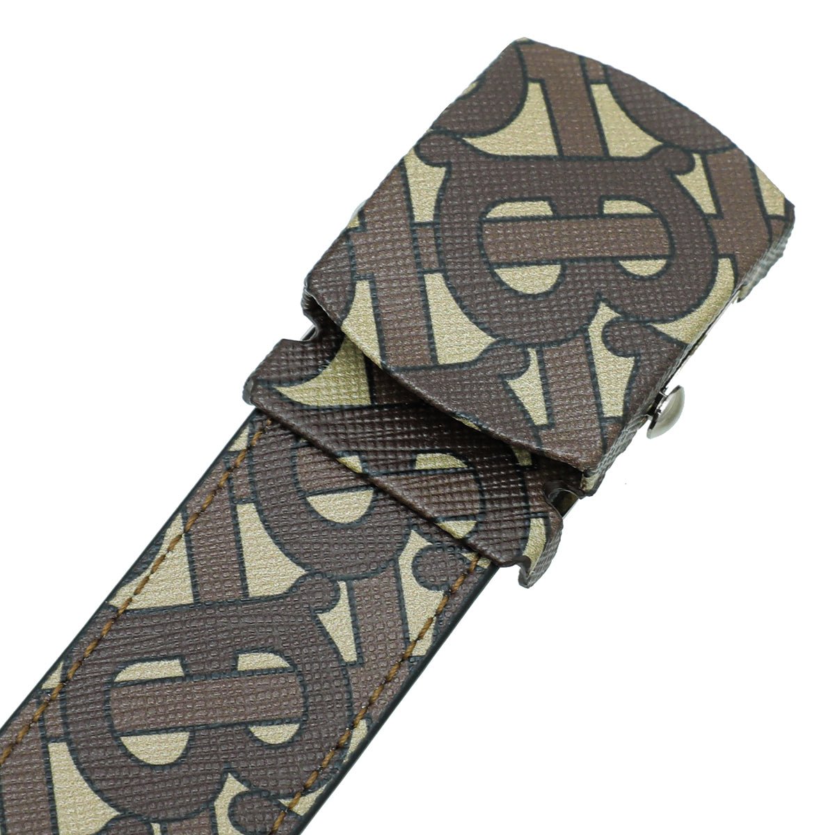 Burberry Bridle Brown Monogram Covered Clip Belt 44