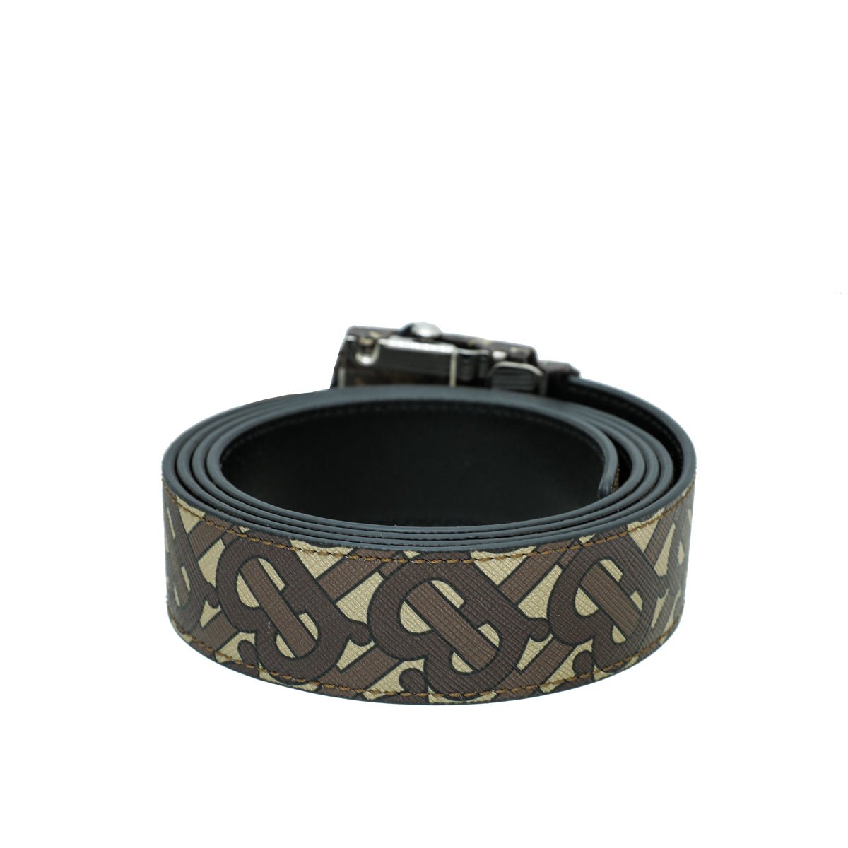 Burberry Bridle Brown Monogram Covered Clip Belt 44