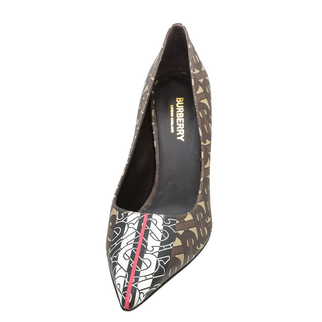 Burberry Bridle Brown TB Monogram Elodie Pumps 36.5