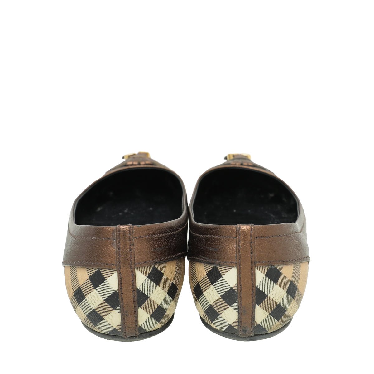 Burberry Bronze Haymarket Yates Ballerina Flat 36