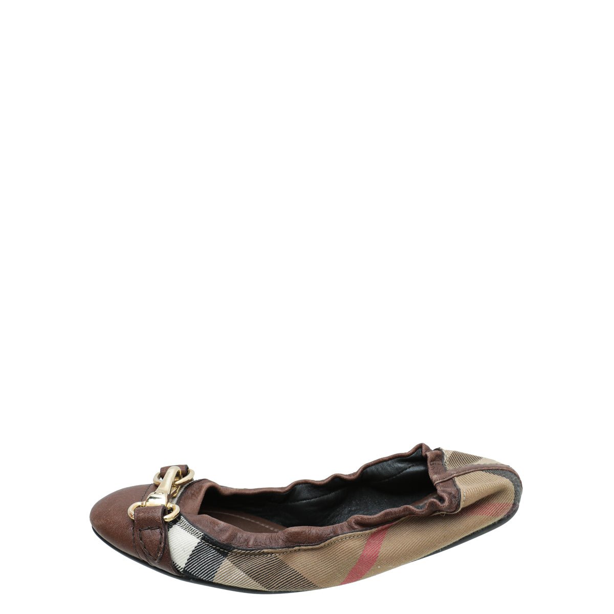 Burberry Brown House Check Flat Elastic Ballet 36