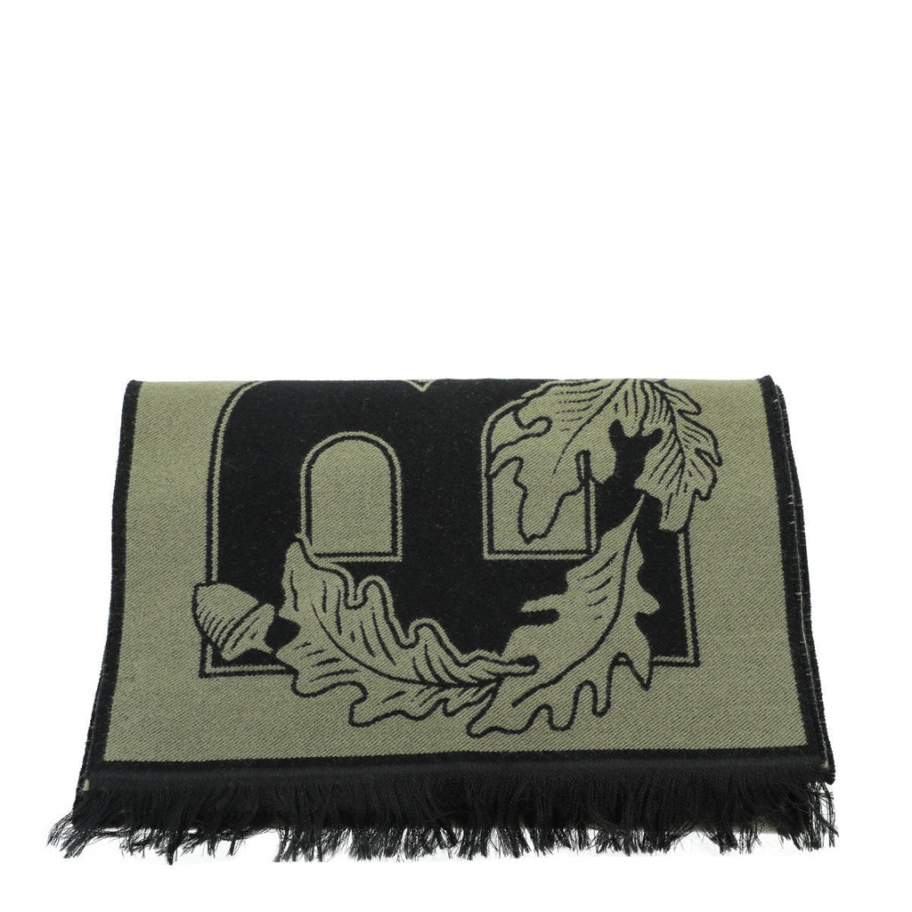 Burberry Dark Fern New Oak Leaf  FootBall Wool Scarf