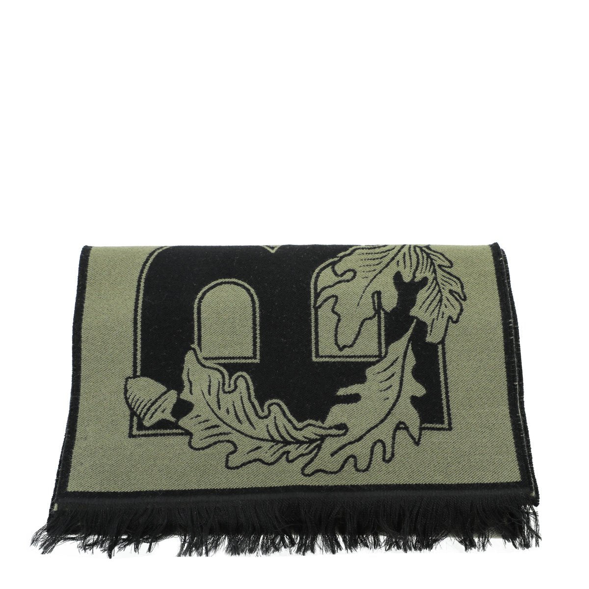 Burberry Dark Fern New Oak Leaf  FootBall Wool Scarf