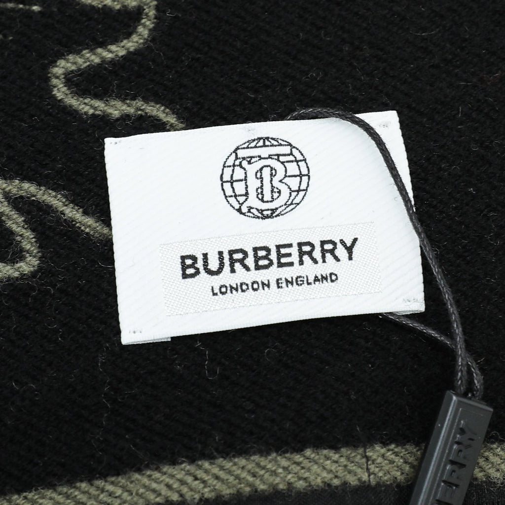 Burberry Dark Fern New Oak Leaf  FootBall Wool Scarf