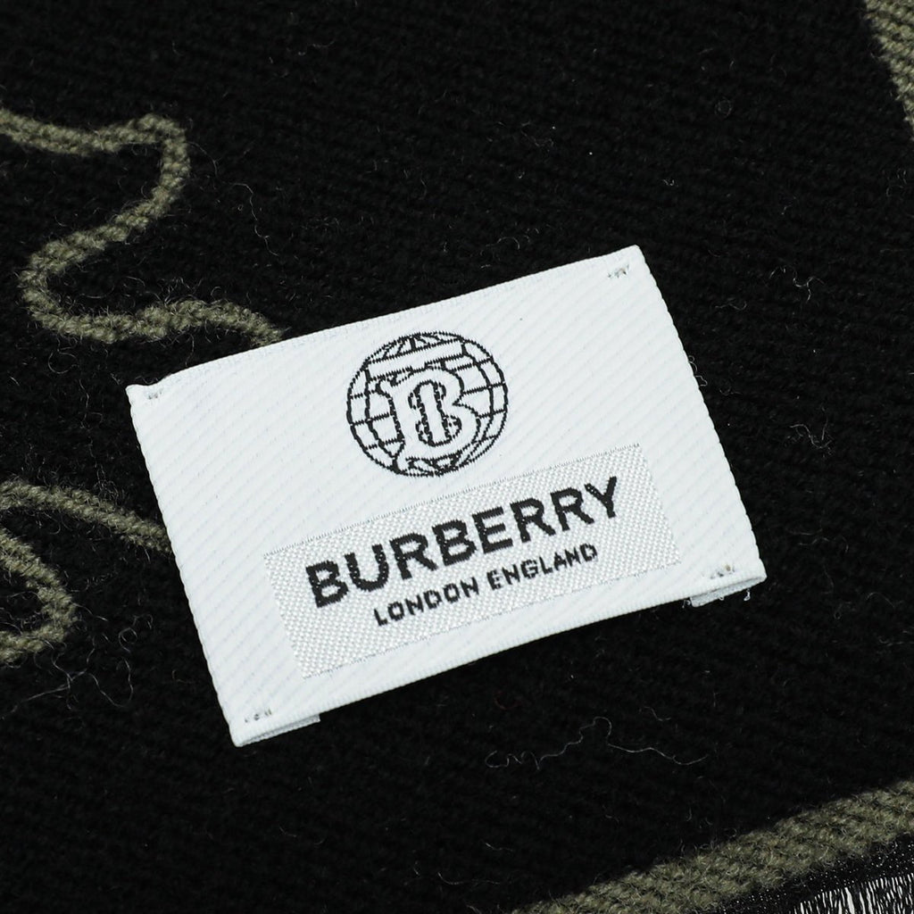 Burberry Dark Fern New Oak Leaf  FootBall Wool Scarf