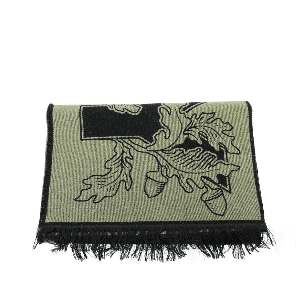 Burberry Dark Fern New Oak Leaf  FootBall Wool Scarf