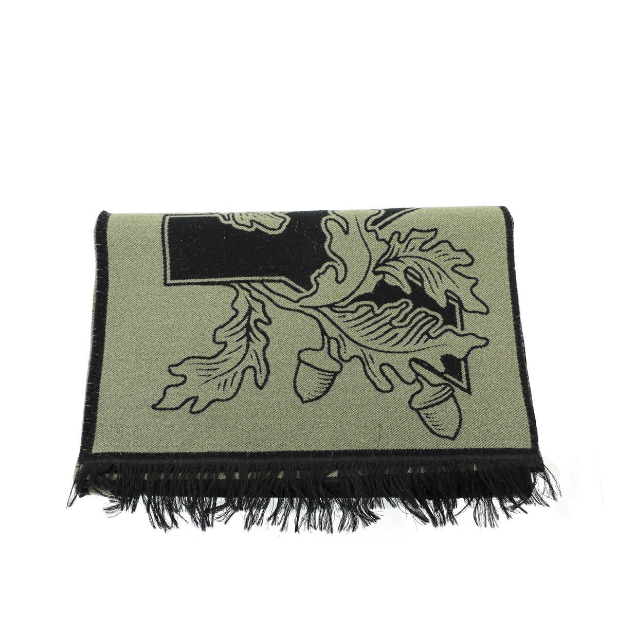 Burberry Dark Fern New Oak Leaf  FootBall Wool Scarf