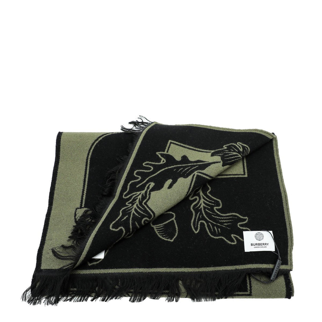 Burberry Dark Fern New Oak Leaf  FootBall Wool Scarf