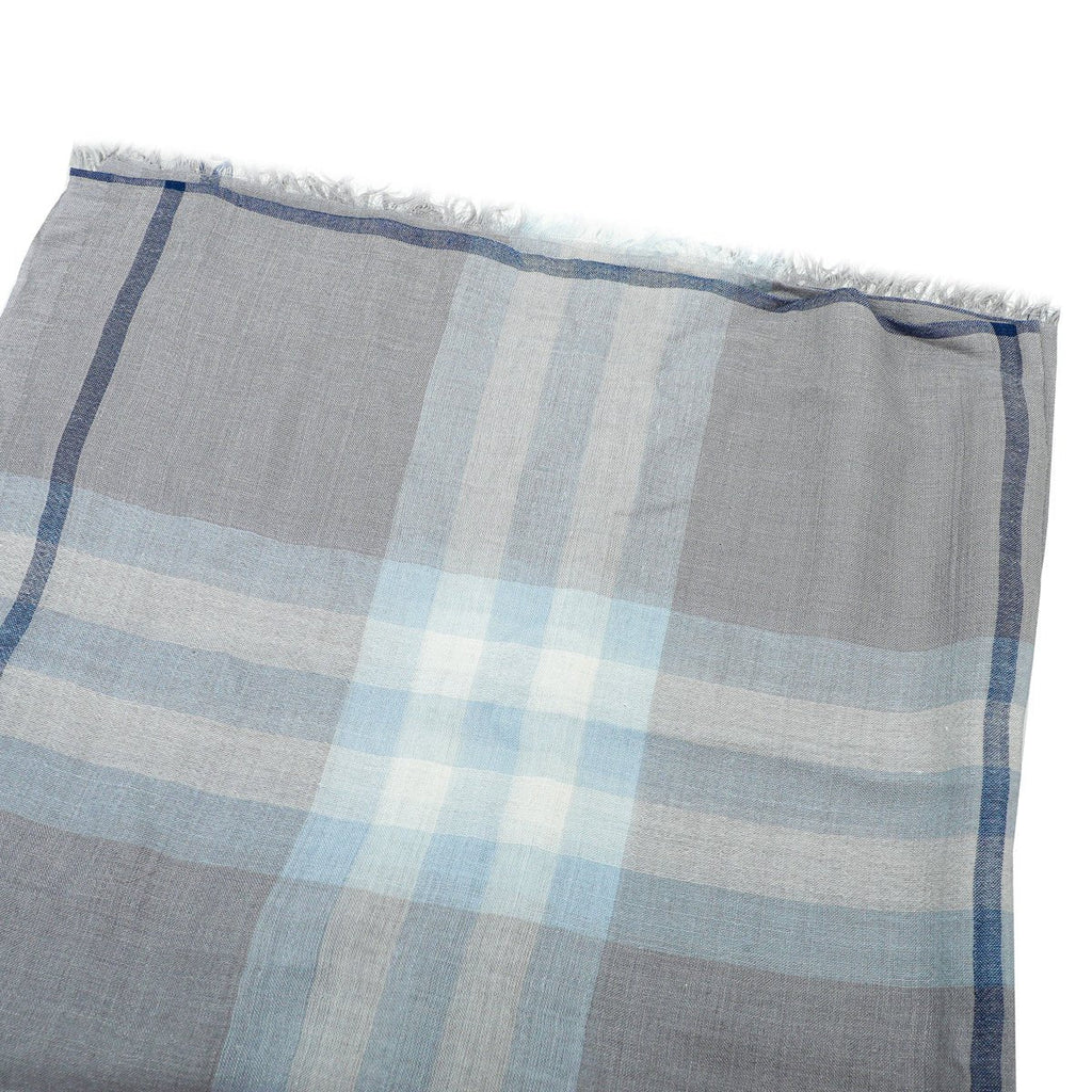 Burberry Grey Giant Check Gauze Scarf