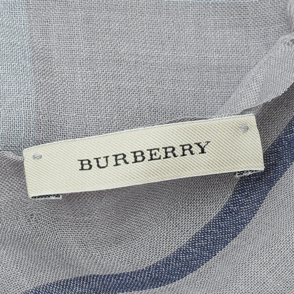 Burberry Grey Giant Check Gauze Scarf