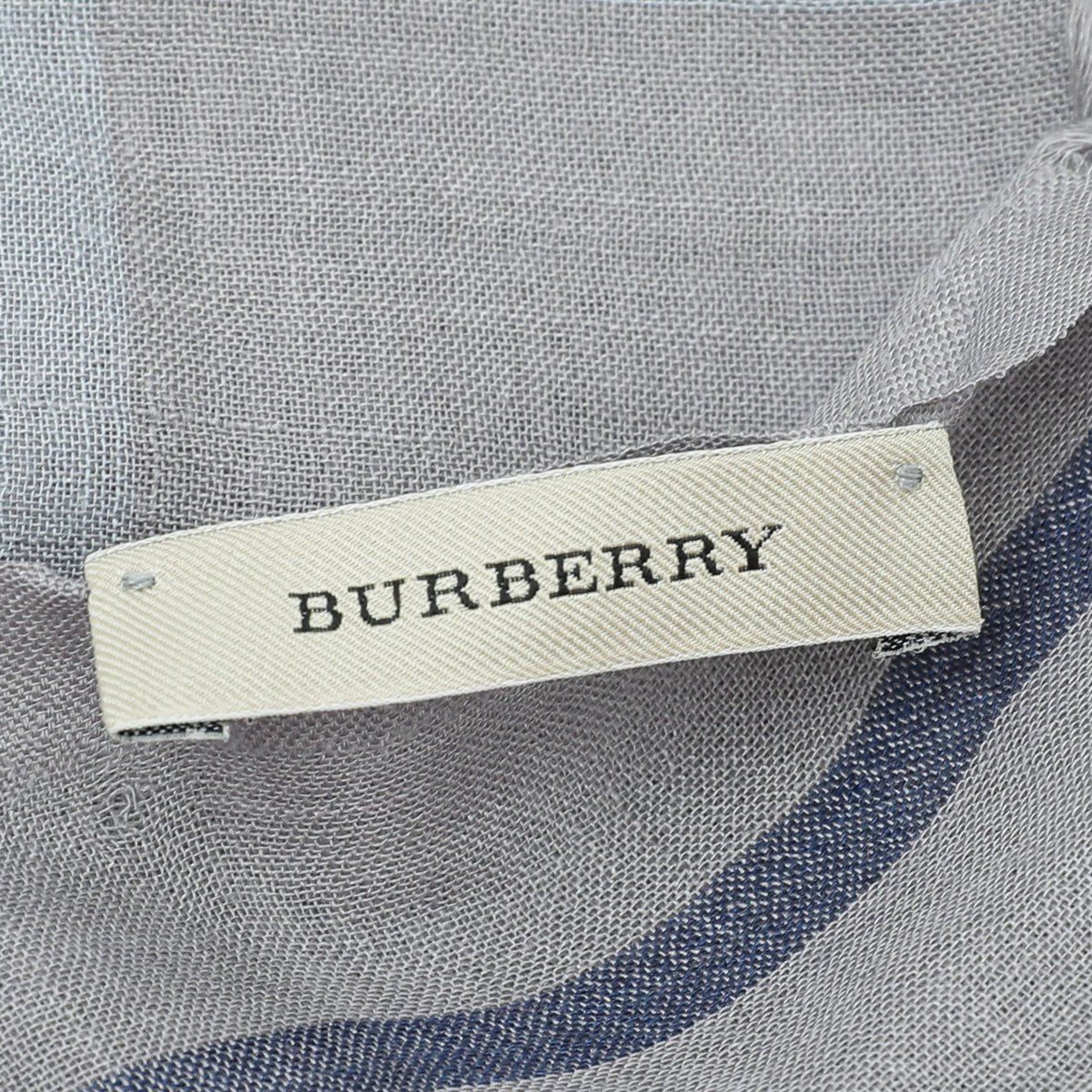 Burberry Grey Giant Check Gauze Scarf