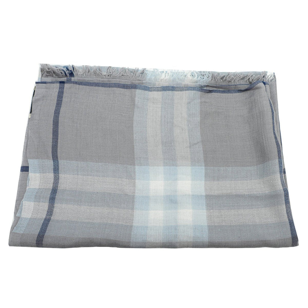 Burberry Grey Giant Check Gauze Scarf