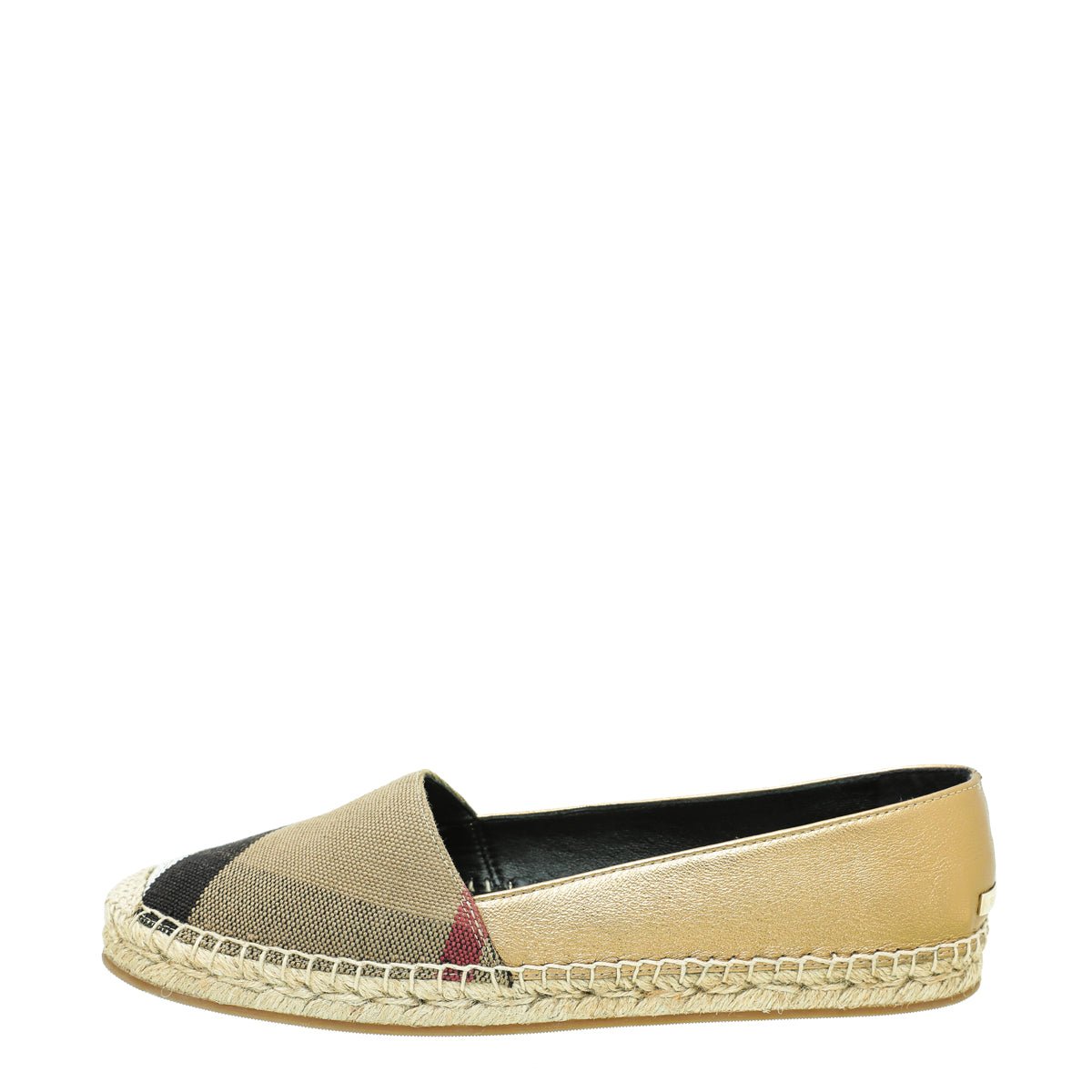 Burberry Metallic Gold Check Espadrille 40.5