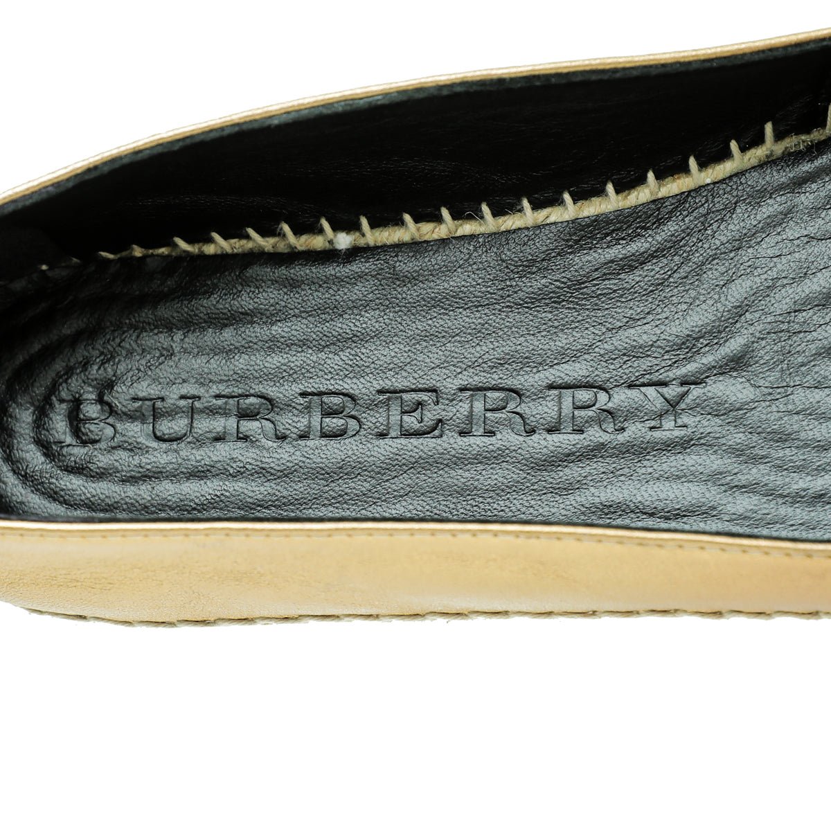 Burberry Metallic Gold Check Espadrille 40.5