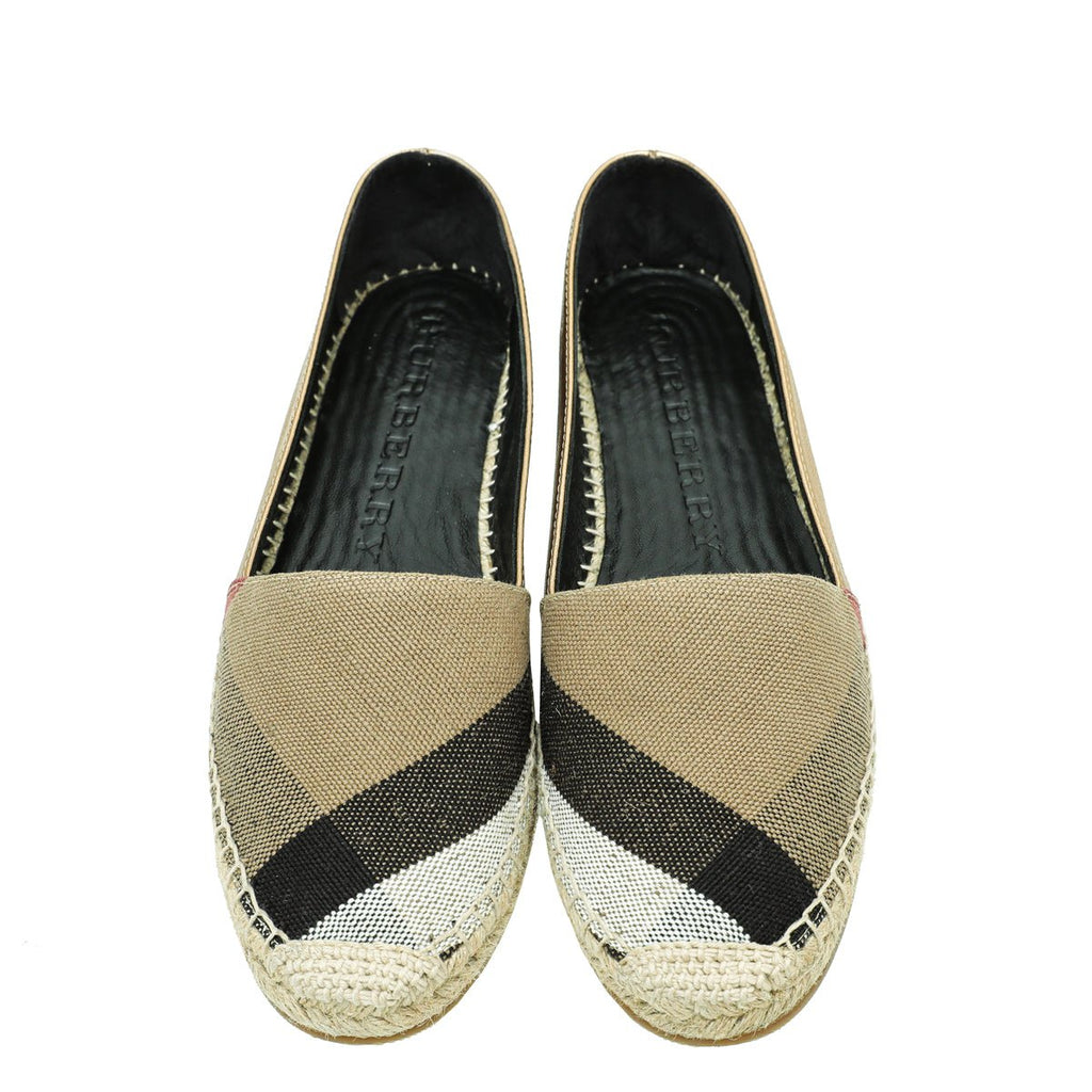 Burberry Metallic Gold Check Espadrille 40.5