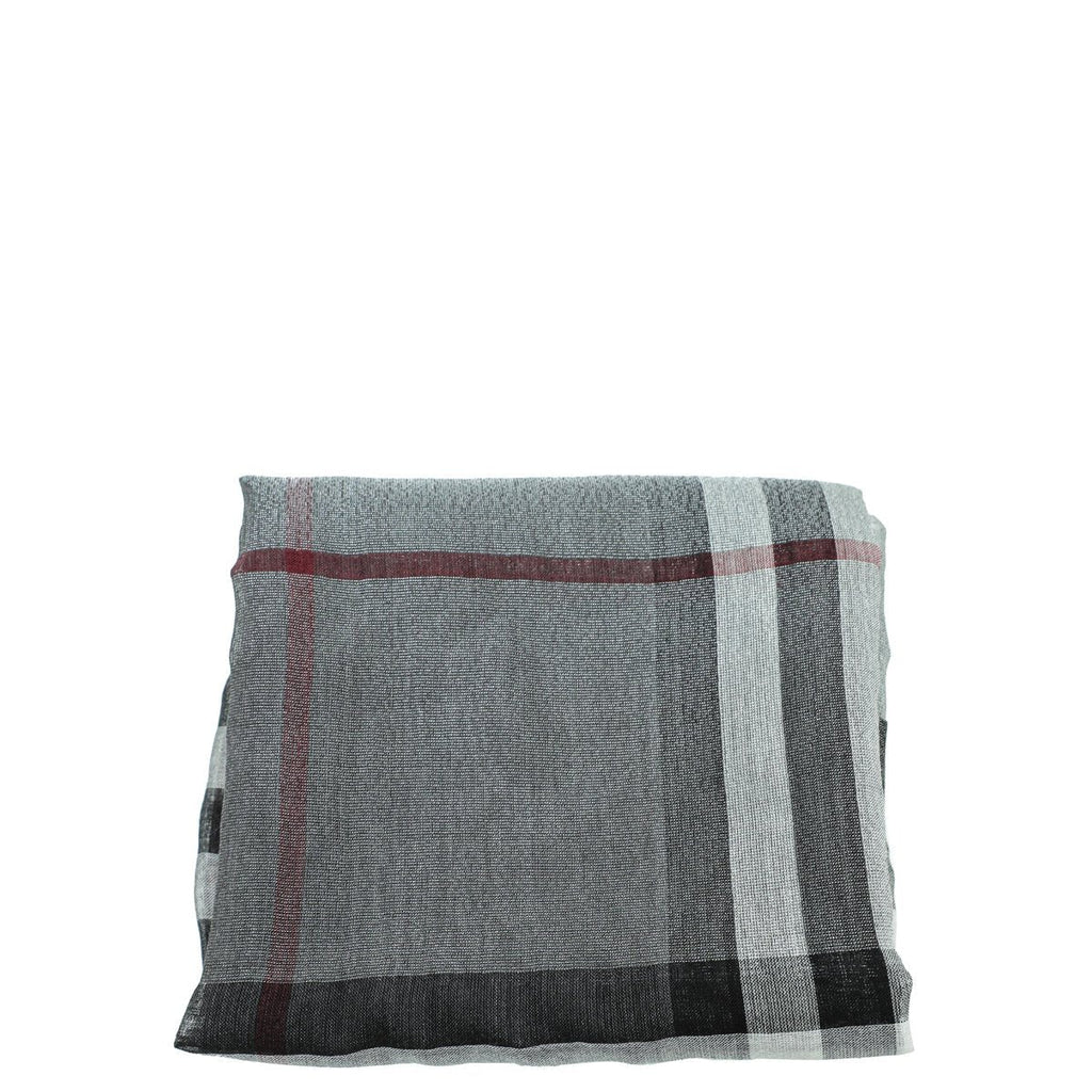 Burberry Metallic Grey Vintage Check Silk Scarf