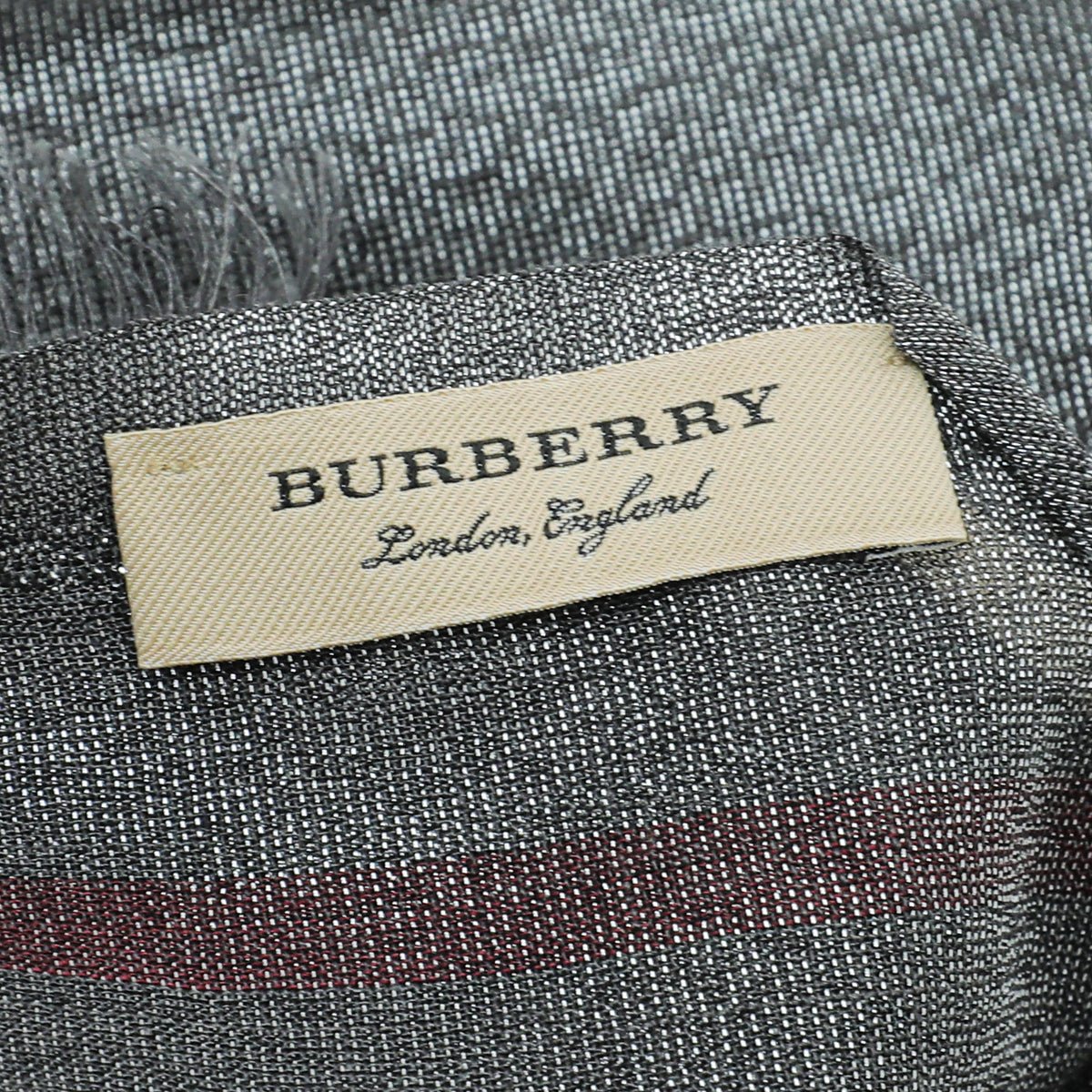 Burberry Metallic Grey Vintage Check Silk Scarf