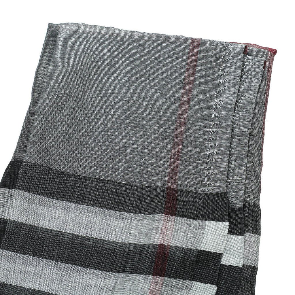 Burberry Metallic Grey Vintage Check Silk Scarf