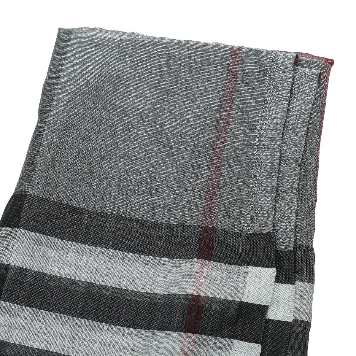 Burberry Metallic Grey Vintage Check Silk Scarf