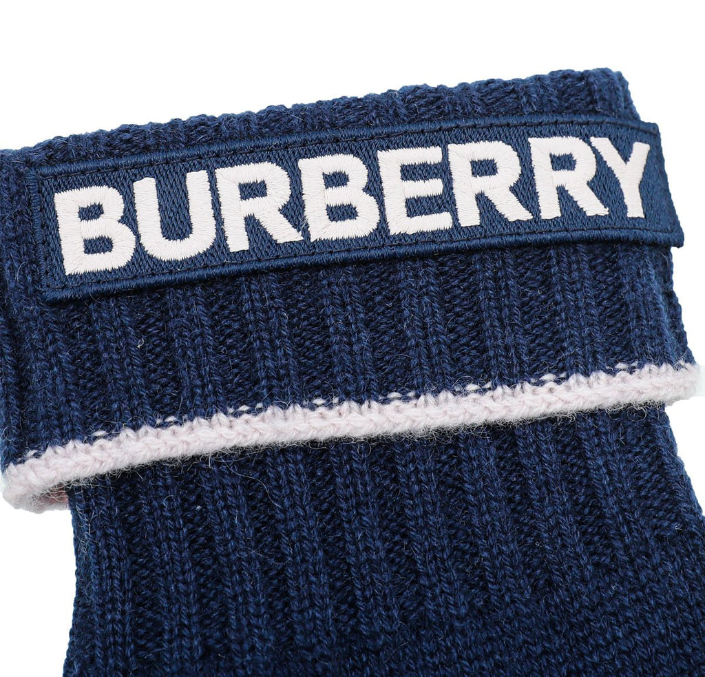 Burberry Navy Blue Cash Knit Gloves