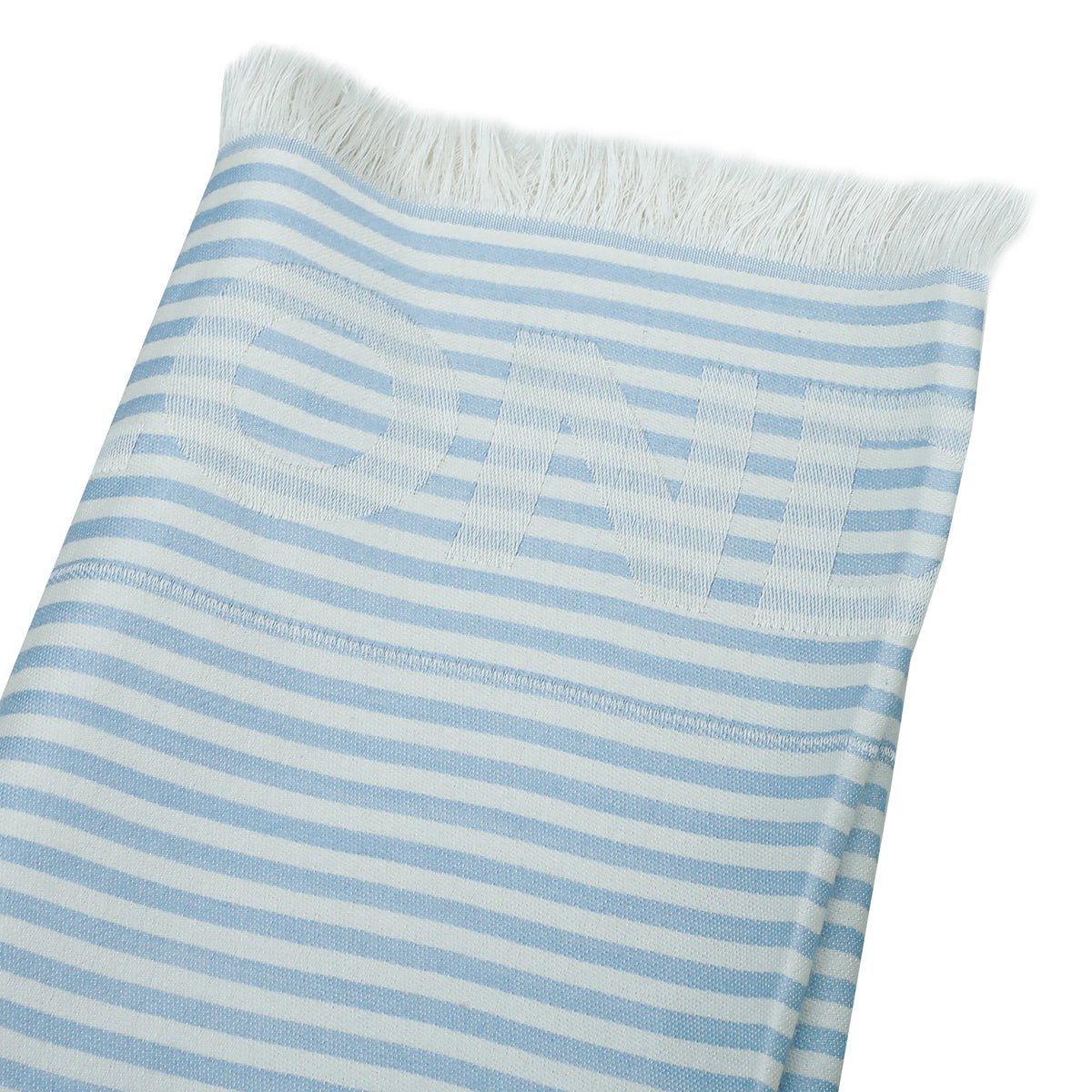 Burberry Pale Blue TB Logo Print Stripe Scarf