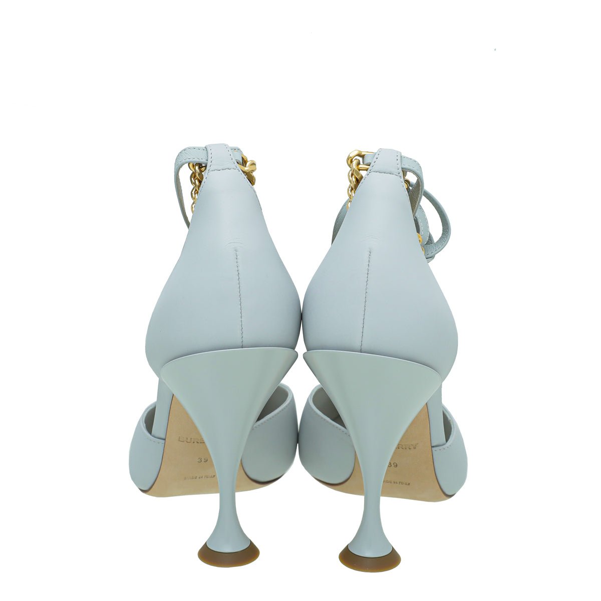 Burberry Pebbled Grey Wellton T Strap Ankle Tie Pump 39