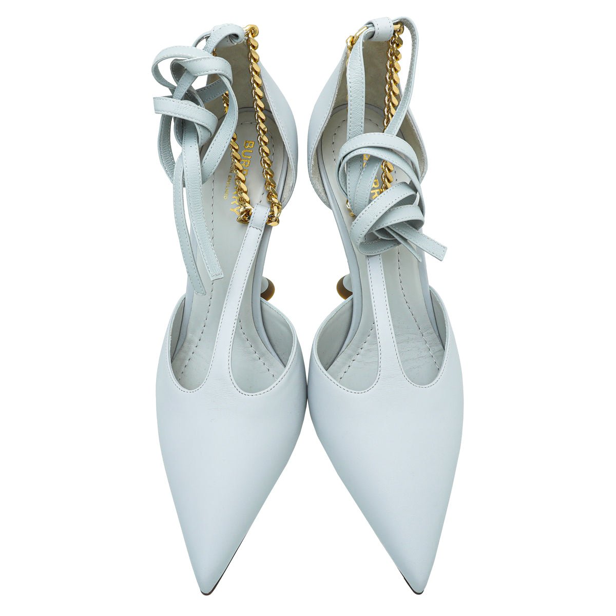 Burberry Pebbled Grey Wellton T Strap Ankle Tie Pump 39