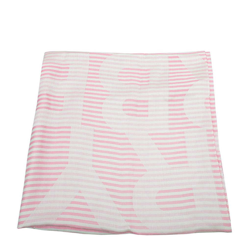 Burberry Peony Pink Logo Print Stripe Scarf