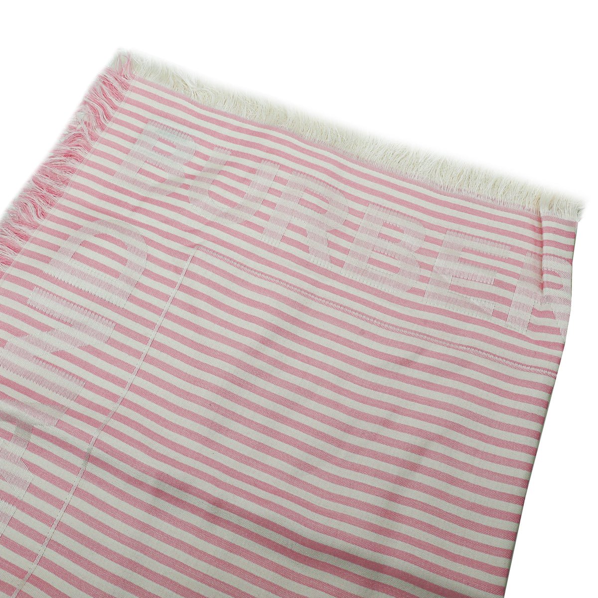Burberry Peony Pink Logo Print Stripe Scarf