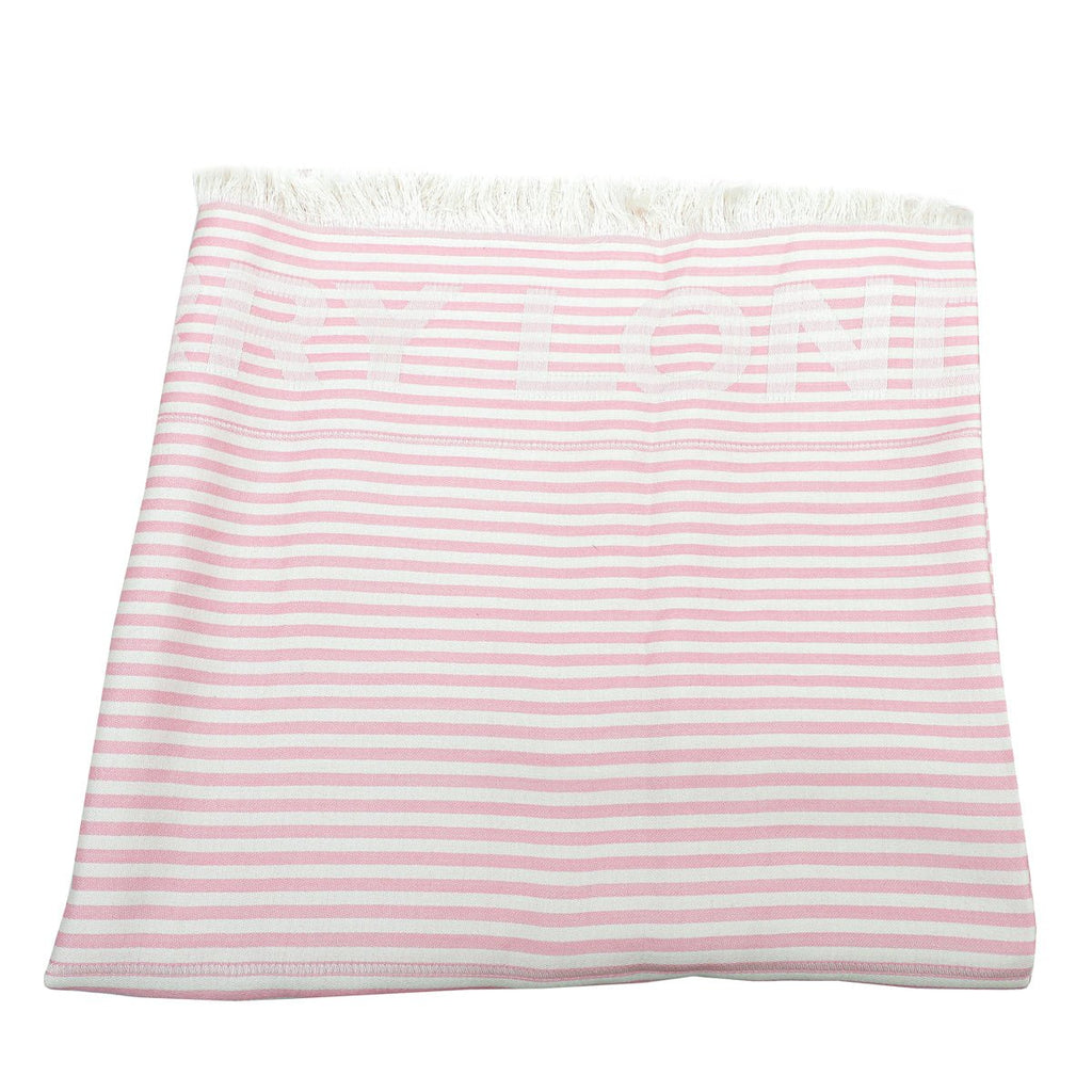 Burberry Peony Pink Logo Print Stripe Scarf