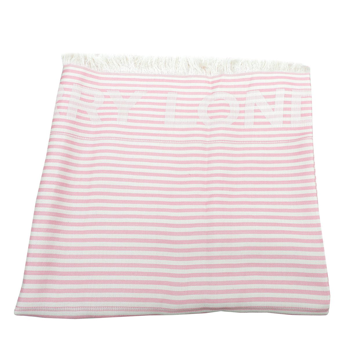 Burberry Peony Pink Logo Print Stripe Scarf