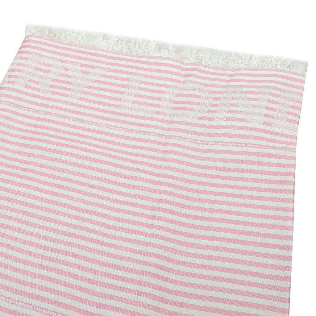 Burberry Peony Pink Logo Print Stripe Scarf