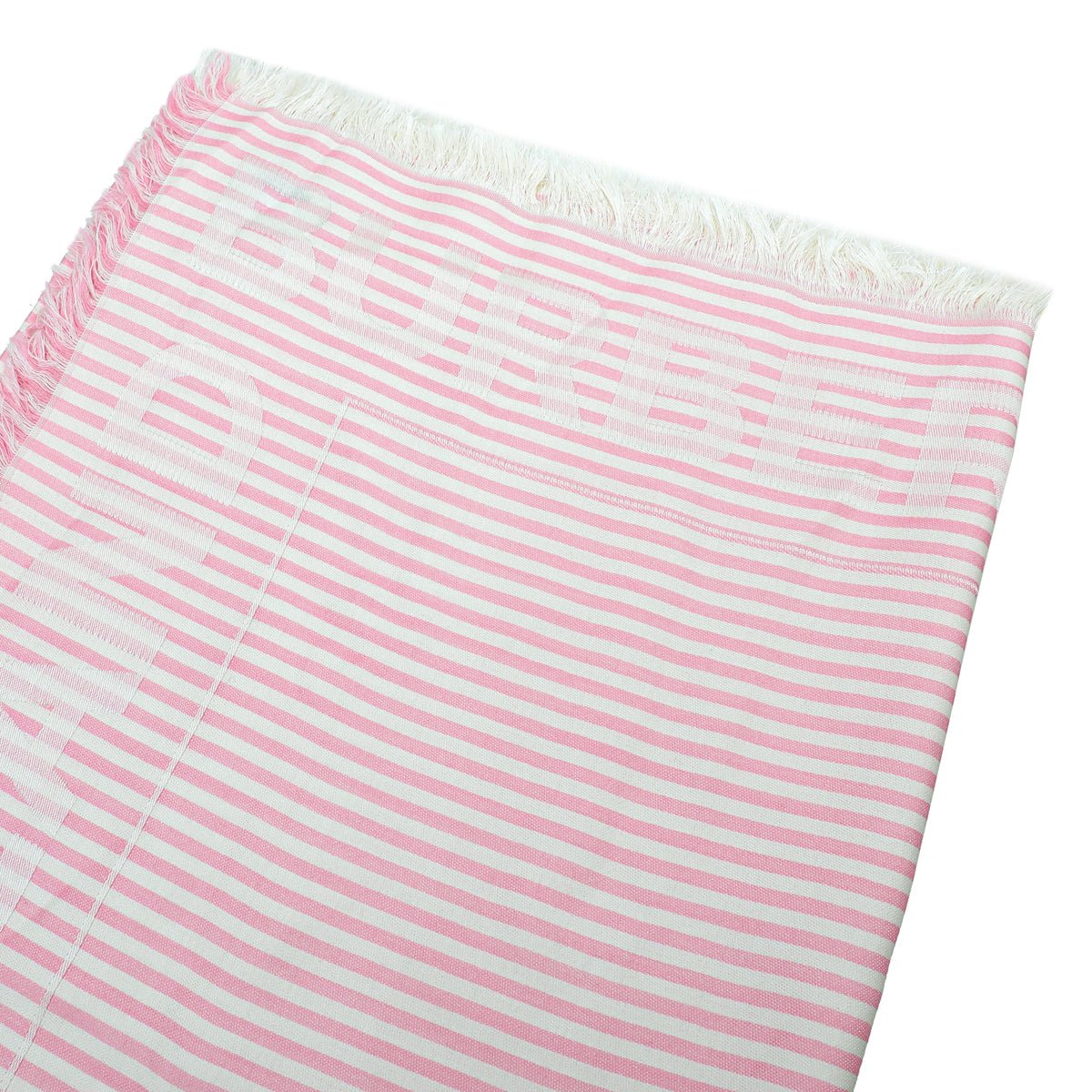 Burberry Peony Pink Logo Print Stripe Scarf