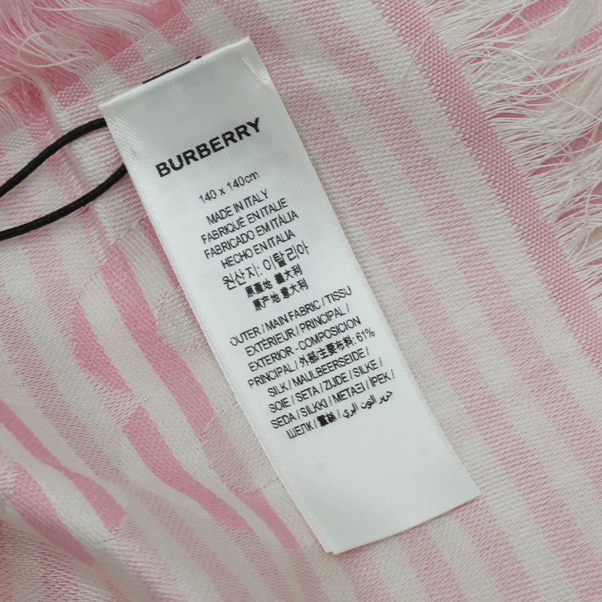 Burberry Peony Pink Logo Print Stripe Scarf