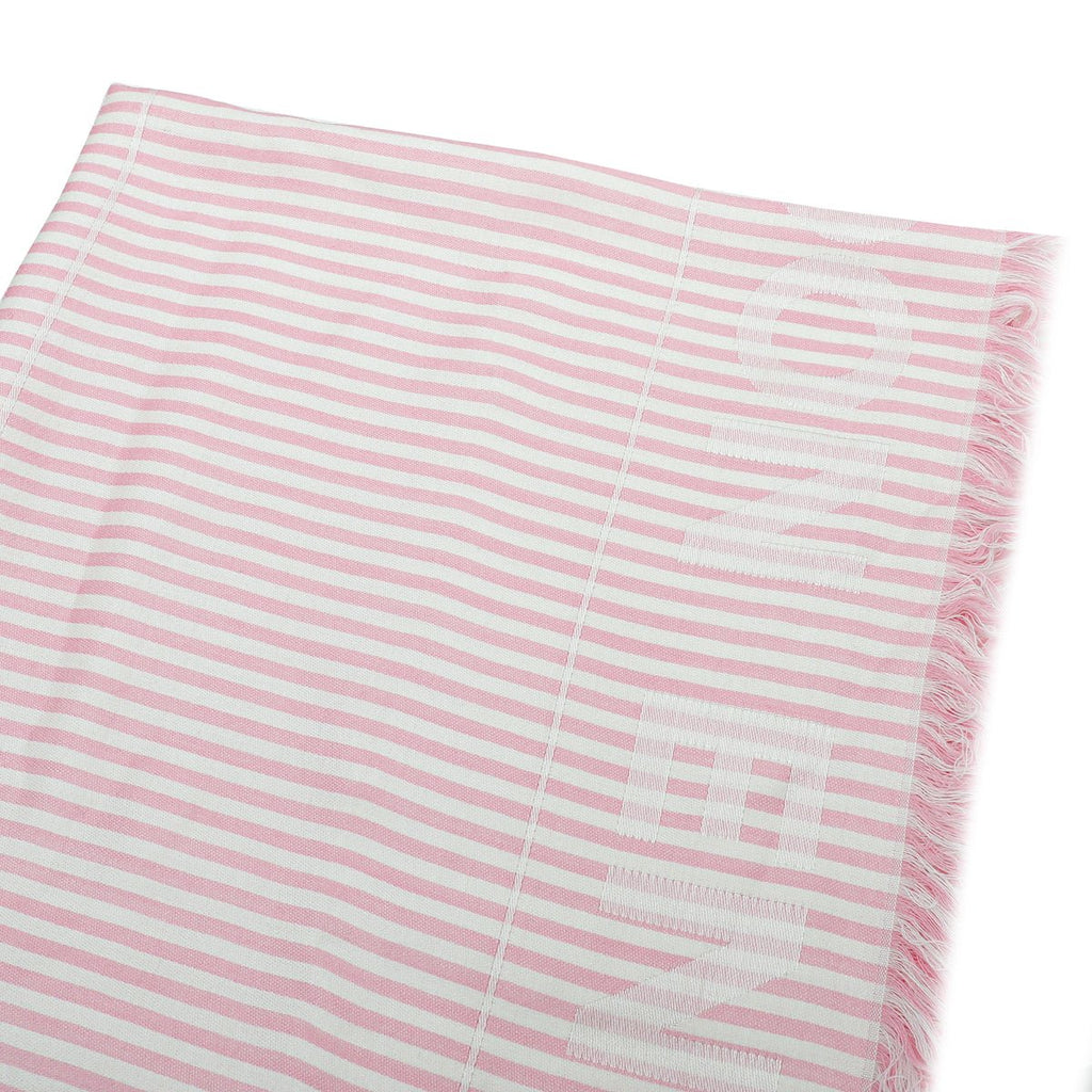 Burberry Peony Pink Logo Print Stripe Scarf