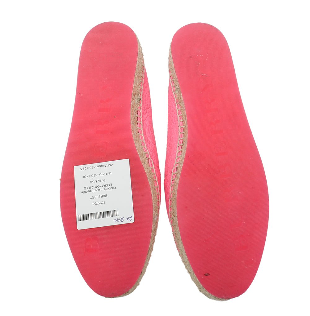 Burberry Pink Hodgeson Logo Espadrille 36