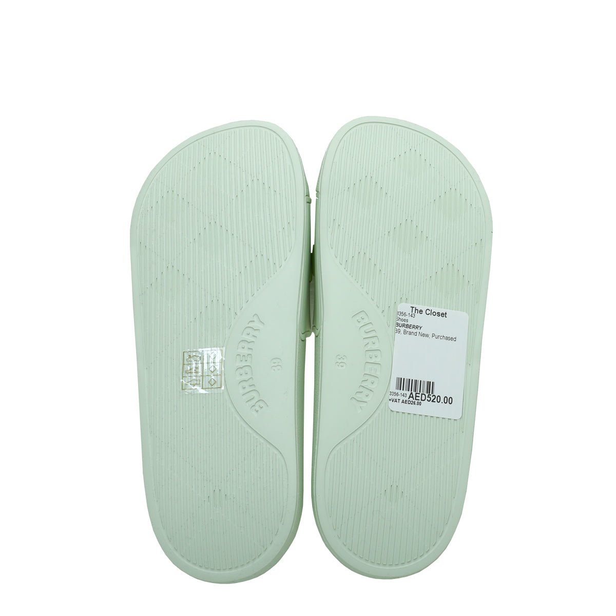 Burberry Pistachio Logo Slide Pool Sandal 39