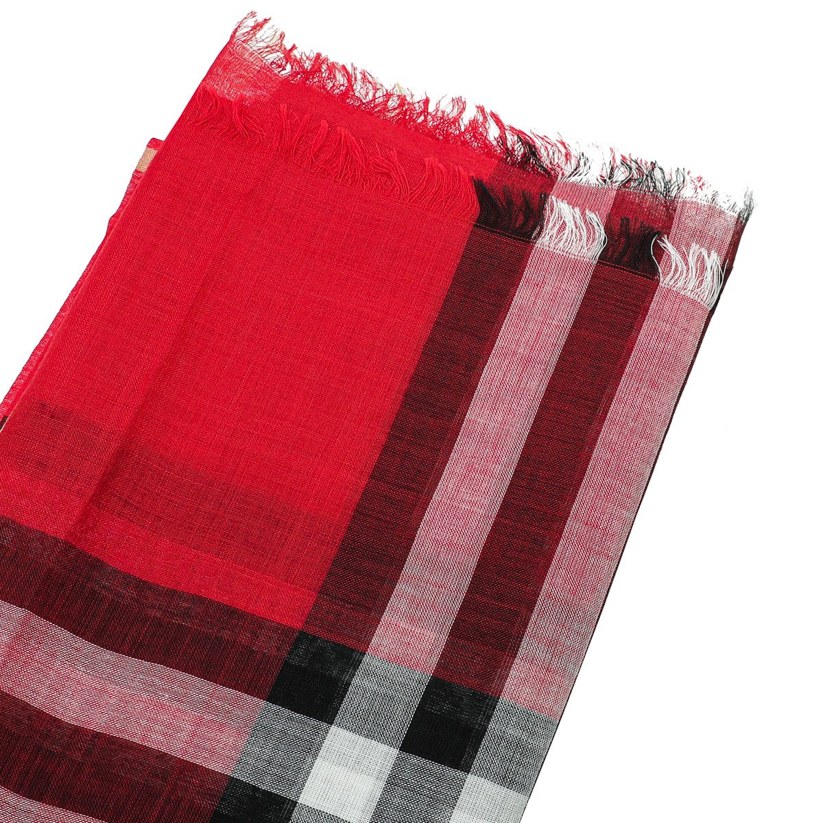 Burberry Red Giant Check Gauze Scarf