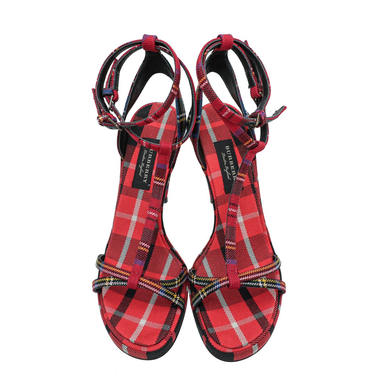 Burberry Red Hans T-Strap Cone Heel Sandal 38.5