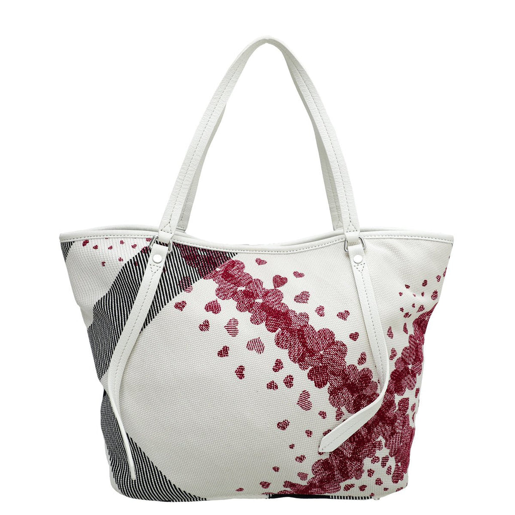 Burberry White Multicolor Confetti Heart Cantley Tote Bag