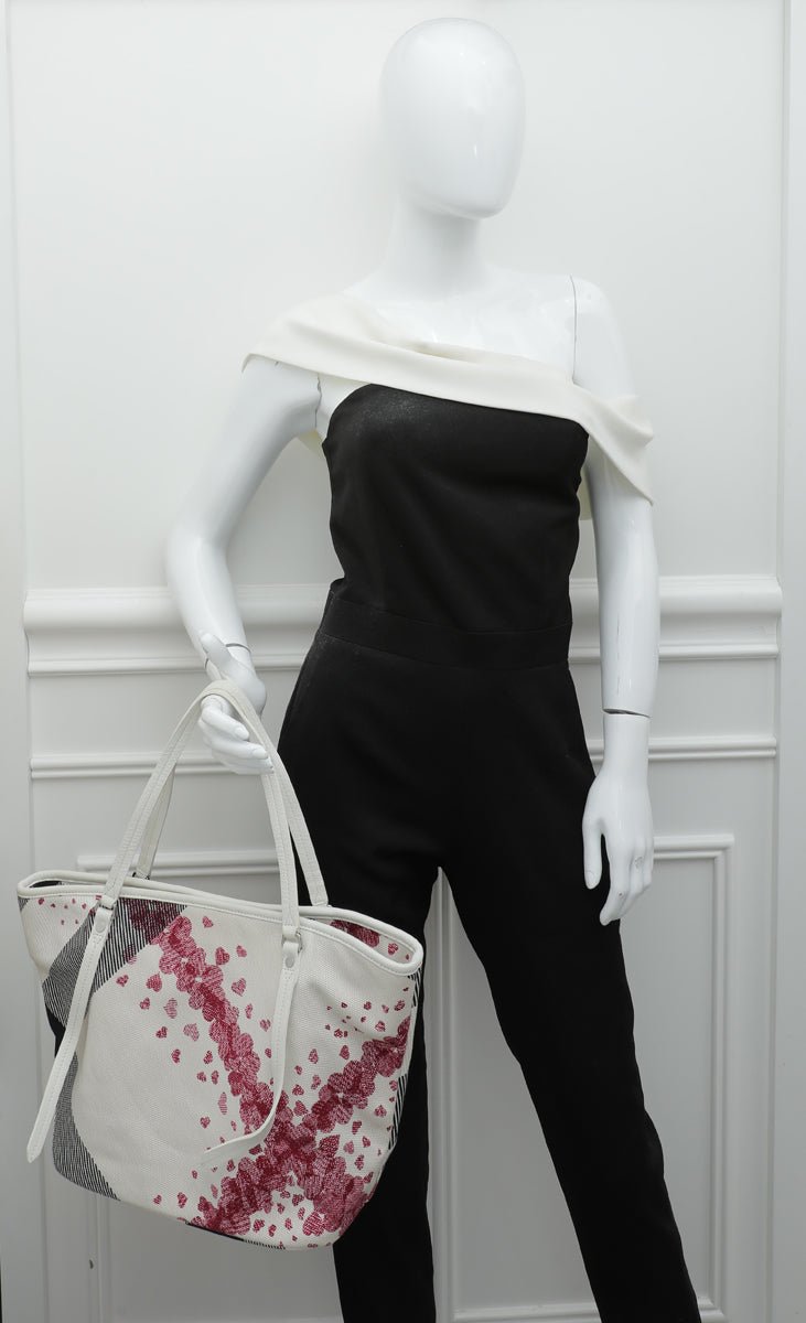 Burberry White Multicolor Confetti Heart Cantley Tote Bag