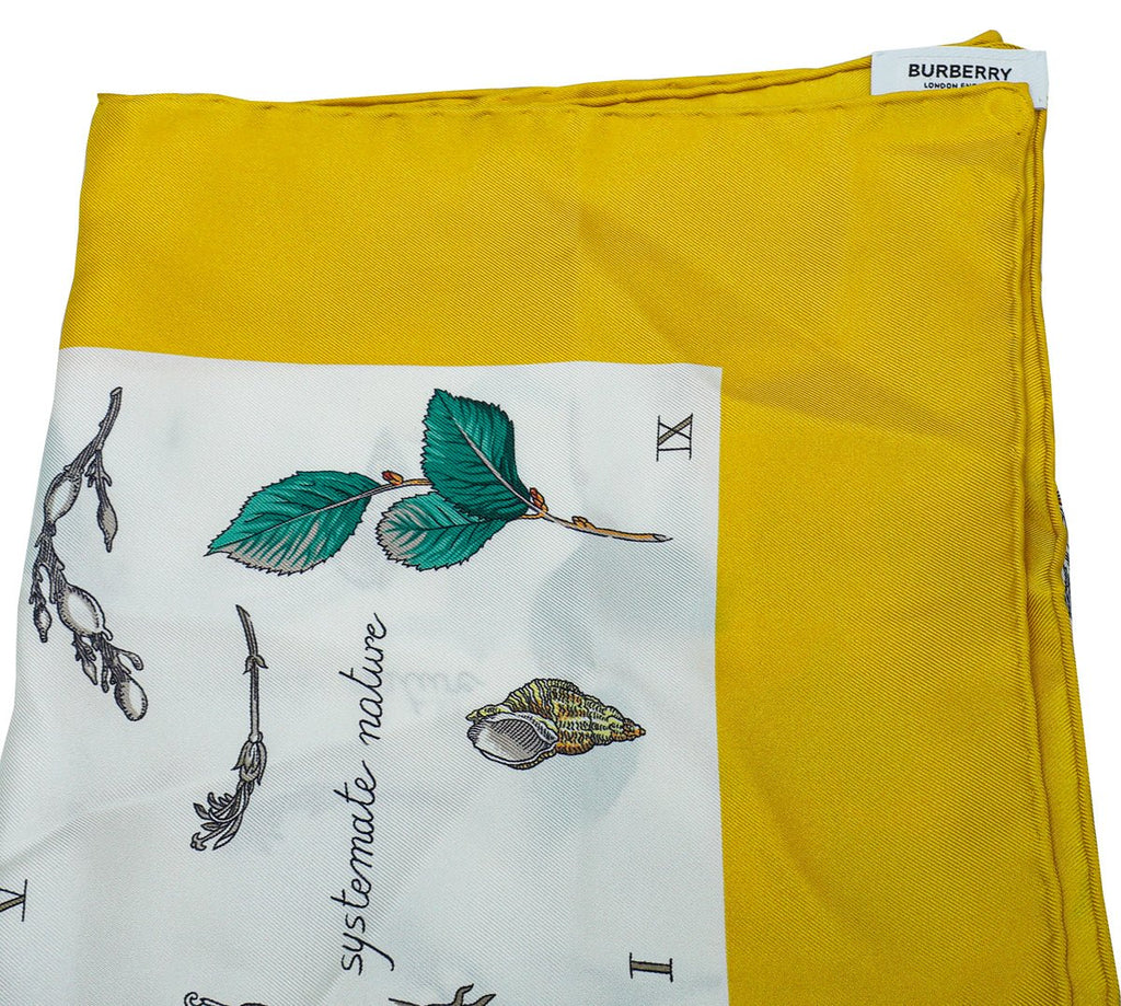 Burberry Yellow Botanical Study Print Silk Scarf