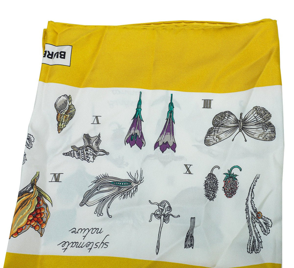 Burberry Yellow Botanical Study Print Silk Scarf