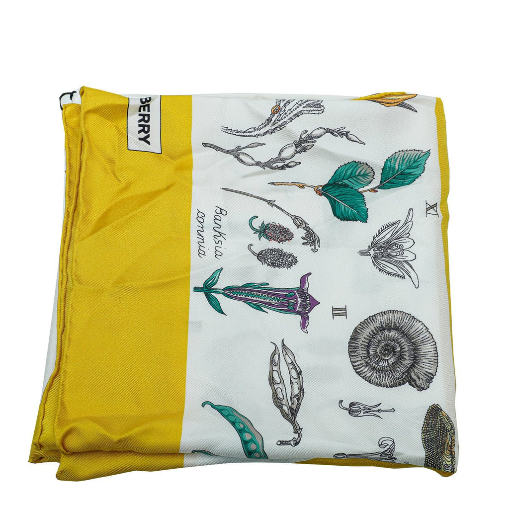 Burberry Yellow Botanical Study Print Silk Scarf