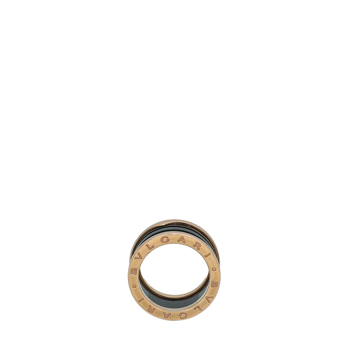 Bvlgari 18K Pink Gold Black Ceramic B.Zero 1-4 Band Ring 55